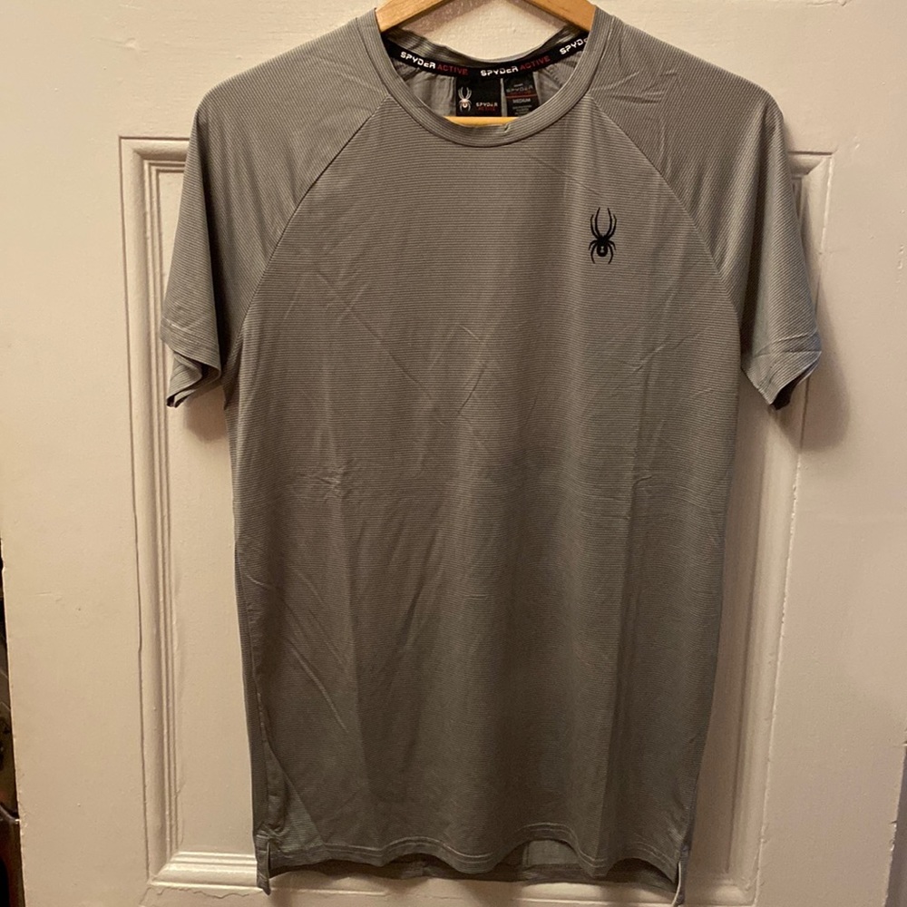 Spyder Active raglan style grey stripe t shirt